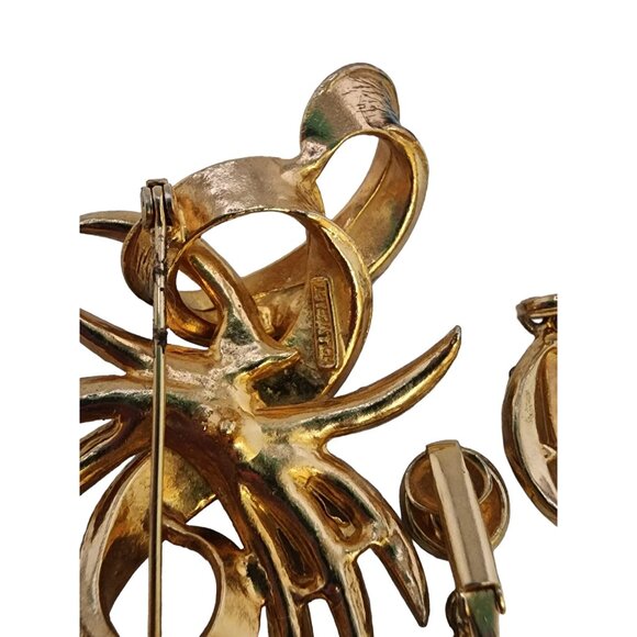 Vintage Signed Hollycraft Enamel and Rhinestone Brooch Set (A4786) - Picture 6 of 7